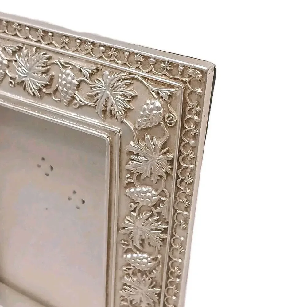 Ornate Mediterranean Wood 6.5x5 Picture Frame Carved Grape Leaves Champagne Gold